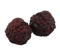 Beavorty 1 Pair Carved Lion Head Hand Exercise Balls 1.6 Inch Wooden Baoding Balls for Adults Hand Muscle Strengthener and Palm Massager with Chinese Traditional Artistic Design