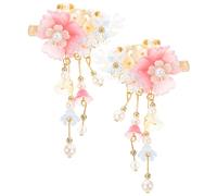 Beavorty 1 Pair Chinese Barrettes Ancient Style Hair Clips Tassel Hairpins Hanfu Hair Accessories Pink