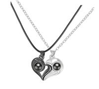 Beavorty 1 Pair Matching Heart Projection Necklace Languages I Love You Romantic for Couples Elegant Jewelry for Weddings Anniversaries Birthdays and Special Occasions