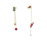 Beavorty 1 Pair Santa Earrings for Women Long Drop Asymmetric Christmas Earrings Chic Tassel Design for Holiday Parties Accessory for Festive Outfits
