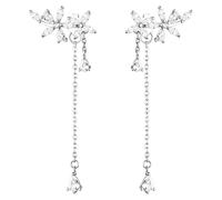 Beavorty 1 Pair Vintage Crystal Earrings - Long Rhinestone Chain Dangle Earrings Wedding Flower Chandelier Statement Tassel Jewelry For Women And Girls