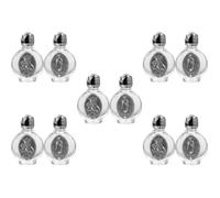 Beavorty 10 Pcs Refillable Small Glass Holy Water Bottle with Silver Alloy Embossed Design, Sealed Portable Tiny Bottle for Holidays and Travelling, Elegant Decorative Catholic Storage Jar,