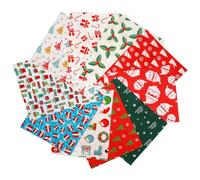 Beavorty 10 Sheets Christmas Fabric 20 x 25cm Christmas Fat Quarters Xmas Patchwork Cloth Cotton Craft Fabric Bundles with Different Pattern Scrapbook Decoration for DIY Handmade Sewing Quilting