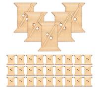 Beavorty 100pcs Wooden Thread Winding Boards Wooden Bobbin Set Beige Natural Wood Sewing Machine-Shaped Easy to Wind and Unwind Thread Versatile Use for DIY Enthusiasts in Sewing Space