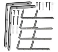 Beavorty 10pcs 90 Degree Stainless Steel L Brackets Corner Shelf Brackets with Screws Black Iron Corner Braces for Wood Shelves Support in Home and Workshop