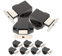 Beavorty 10pcs Black Magnetic Push to Open Door Latch Cabinet Lock with Iron Plate, Rebounding Hidden Latches for Single and Double Door Cupboards, Suitable for Kitchen and Furniture
