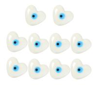 Beavorty 10pcs Ceramic Evil Eye Beads with Hole for Necklace and Bracelet DIY Jewelry Making, White Evil Eye Pendants for Art Craft and Jewellery Supplies