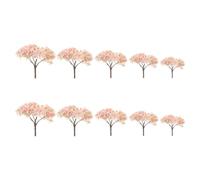 Beavorty 10pcs Miniature Cherry Blossom Trees Set, Small Simulated Sakura Decor for Diorama and Sand Table, Sizes (12cm, 9cm, 6.5cm, 5cm, 4cm) for Model Scenery and Craft Projects
