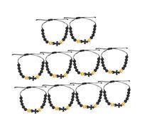 Beavorty 10pcs Multisport Beaded Bracelets for Adults Wooden Cross Wristbands with Baseball Softball Soccer Elements Comfortable Athletic Prayer Jewelry