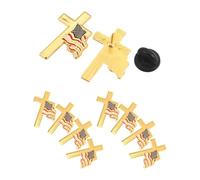 Beavorty 10pcs Patriotic Cross American Flag Pin Brooch with Alloy Material and Secure Attachment, Versatile Accent for Church and Celebrations, Classic Style Lapel Pin for Men and Women