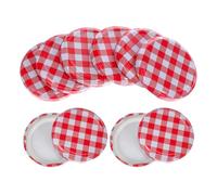 Beavorty 10pcs Reusable Glass Jam Jar Lids with Checkered Pattern, 63mm Screw-on Metal Caps, Leak-proof Replacement Covers for Canning, Pickle, Honey, and Jelly Storage