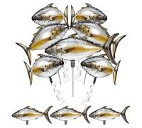 Beavorty 10pcs Tuna-shaped Foil Balloons Ocean Fish Party Decorations Inflatable Marine Animal Balloons for Fishing-themed Birthday and Pool Party Supplies