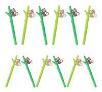 Beavorty 12pcs Cute Monkey Tree Climbing Gel Ink Pens Set Fine Tip Soft Grip Rollerball Writing Pens for Students Portable Refillable in Light Green and Dark Green