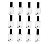 Beavorty 12pcs Flat Rectangular Glass Nail Polish Bottles with Brush Cap Refillable Nail Art Containers for Travel and Gel Polish Storage Convenient Precision Applicator