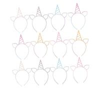 Beavorty 12pcs Glitter Unicorn Headbands Colorful Spray Painted Plastic Horns and Ears Lightweight Comfortable Fit for Birthday Parties Holiday Festivals Carnival Cosplay Accessories