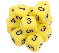 Beavorty 12pcs Maths Dice 0-5 Numbered Gaming Cubes Primary School Counters EYFS Teaching Aids Arithmetic Game 16mm Yellow Dices Classroom Probability Blocks Home Supplies