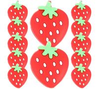 Beavorty 12pcs Red Strawberry Silicone Tennis Racket Vibration Dampeners Shock Absorbers for Outdoor Tennis and Squash Rackets