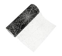 Beavorty 15cm Organza Mesh Ribbon 10 Yards Halloween Spider Web Fabric Black Silver Mesh for Wreath Crafting and Party Decorations