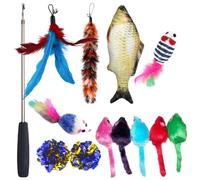Beavorty 15pcs Cat Teasing Stick Interactive Kit for Indoor Cats, Exercise | Steel Wire, Metal and Foam Build, Creative Shapes with Bright Colours, for Owner-pet Interaction and Training Random Color