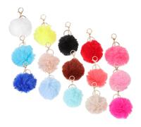 Beavorty 15Pcs Fluffy Pompom Keychain Cute Bag Pendant for Handbags Backpacks Car Keys Adorable Soft Keyring Accessories for Women for All Occasions