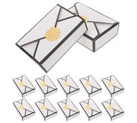 Beavorty 16pcs Vintage European Style Wedding Favour Boxes White Paper Envelope Shaped Candy Packaging with Artistic Rose Wax Seal for Weddings and Party