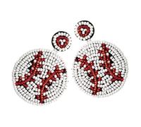 Beavorty 1Pair Beaded Baseball Earrings for Women Dangle Earrings with Sports Theme for Game Day Holiday Parties and Casual Wear Retro Design Fan Jewelry