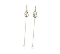 Beavorty 1Pair Line Design Dangler Earrings Drop Ear Jewelry for Earphones Creative Face Makeup Style for Summer Fashion Unique Ear Chain Accessory Golden