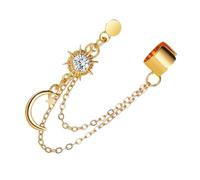 Beavorty 1Pc Retro Clip Earrings Creative Ear Accessory Golden Chain Ear Clip for Women Stylish One Piece Design for Parties and Special Occasions Eye Catching Fashion Jewelry