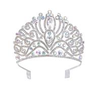 Beavorty 1pc shiny big crown pageant tiara wedding tiara for veil Wedding Headpiece girls Rhinestone Bridal Pearl headpiece for women princess bride evening dress crystal glass Baroque