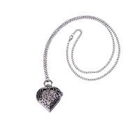 Beavorty 1Pc Vintage Heart Shaped Pocket Watch Creative Hollow Out Design Quartz Elegant Black Color for Birthdays and Anniversaries