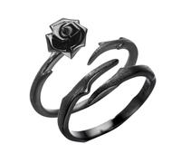 Beavorty 1set Thorn Rose Finger Rings for Couples Silver Open Design Comfortable and Durable Matching Rings for Lovers for Him and Her 2pcs