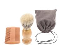 Beavorty 1set Wooden Pocket Beard Comb and Shaving Brush Kit Storage Bag Portable Grooming Essentials for Men Lightweight and Convenient for Travel