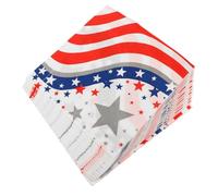 Beavorty 2 Bags Independence Day Themed Red Blue Star Printing Napkins, Soft Wood Pulp Paper Party Napkins for Celebrations and Everyday Use, Easy to Dispose Festival Household Party
