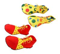 Beavorty 2 Pairs Clown Costume Shoes Lightweight Comfortable Cloth Material Colorful Dot Red Design for Halloween Party Cosplay Dress Up Accessories