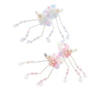 Beavorty 2 Pairs Princess Floral and Tassel Hair Clips for Elegant Costume Barrettes for Festivals and Photoshoots