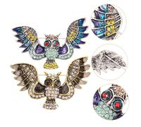 Beavorty 2 pcs Cute Owl Brooch Pins with Rhinestone Decor Fashionable Alloy Decorative Pins for Women Suitable for Coats Hats Dresses and Suits Unique Jewelry Accessories