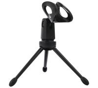 Beavorty 2 Pieces Desktop Microphone Stands with Plastic Legs, Folding Table Mic Tripods in Black for Live Streaming, Conference, and Recording Use