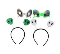 Beavorty 2 Sets Glitter Head Bopper and Funny Glasses Set Lightweight Antenna Headband for Halloween Cosplay Party Accessories Martian Costume Kit