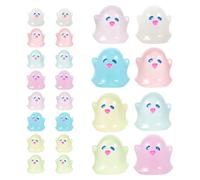 Beavorty 20 Pcs Luminous Mini Ghost Charms for Crafting Small Glow-in-The-Dark Ghost Figurines DIY Accessories Mixed Colors for Jewelry Making and Phone Decor Random Color