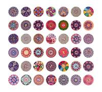 Beavorty 200pcs 15mm Vintage Flower Print Round Wood Buttons Decorative Sewing Fasteners for Crafts and DIY Projects with Mixed Color Patterns, Pack of 2 Random Color