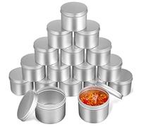 Beavorty 20pcs Aluminum Round Tins Canisters Screw Lids Silver Storage Containers for Candy Loose Tea Diy Crafts and Handmade Lotions