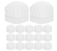 Beavorty 20Pcs Kids Disposable Chef Hats Non-Woven Fabric Lightweight Paper Headgear for Cooking Baking Home School Activities White