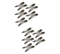Beavorty 20pcs Snap Hair Clips Small Round Tray Design Chic Barrette Clips for Hair Accessories for Women and Girls Gun Black