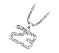 Beavorty 23 Number Pendant Necklace for Men Alloy Neck Chain Rhinestones Sports Jewelry for Neck Decoration for Him
