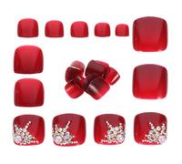 Beavorty 24pcs Red False Toe Nails Press on Artificial Toenails Full Cover Pedicure Accessories Made of Sturdy Plastic Easy to Use for Nail Art