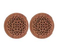 Beavorty 2pcs 41-inch Acoustic Guitar Soundhole Cover Wood Sound Hole Insert with Dark Brown Floral Pattern Feedback Buster Guitar String Mute Damper
