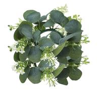 Beavorty 2pcs Artificial Eucalyptus and Berry Candle Wreath Rings, Small Faux Greenery Decor for Easter and Indoor Wedding Table Centerpieces