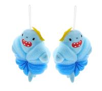 Beavorty 2pcs Bath Sponges Soft Cartoon Shark Shapes Body Scrubbing Brush Gentle Shower Puff for Boy Girl Bath Safe Skin Friendly Material Design