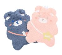 Beavorty 2pcs Cartoon Bear Hand Warmer with Flannelette Cover, Portable Winter Accessory with Leakage Prevention and Sturdy Abs Material, for Winter Supply and Outdoor Use Random Color