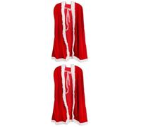 Beavorty 2pcs Christmas Cape Costume for Hooded Dark Red Fabric Cloak | Festive White Fur Trim, Simple to Wear for Photos, Parties, and Christmas Activities